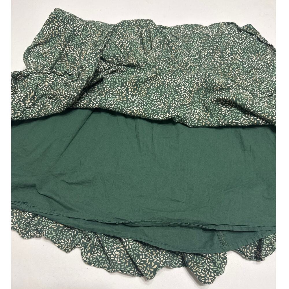 Aerie Green Floral Smocked Mini Dress Shoulder Ties Ruffled Hem Size XL - Picture 9 of 11